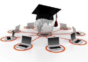 Image: Globe with cap and tassel with laptops surrounding it - DigitalGenetics - Fotolia